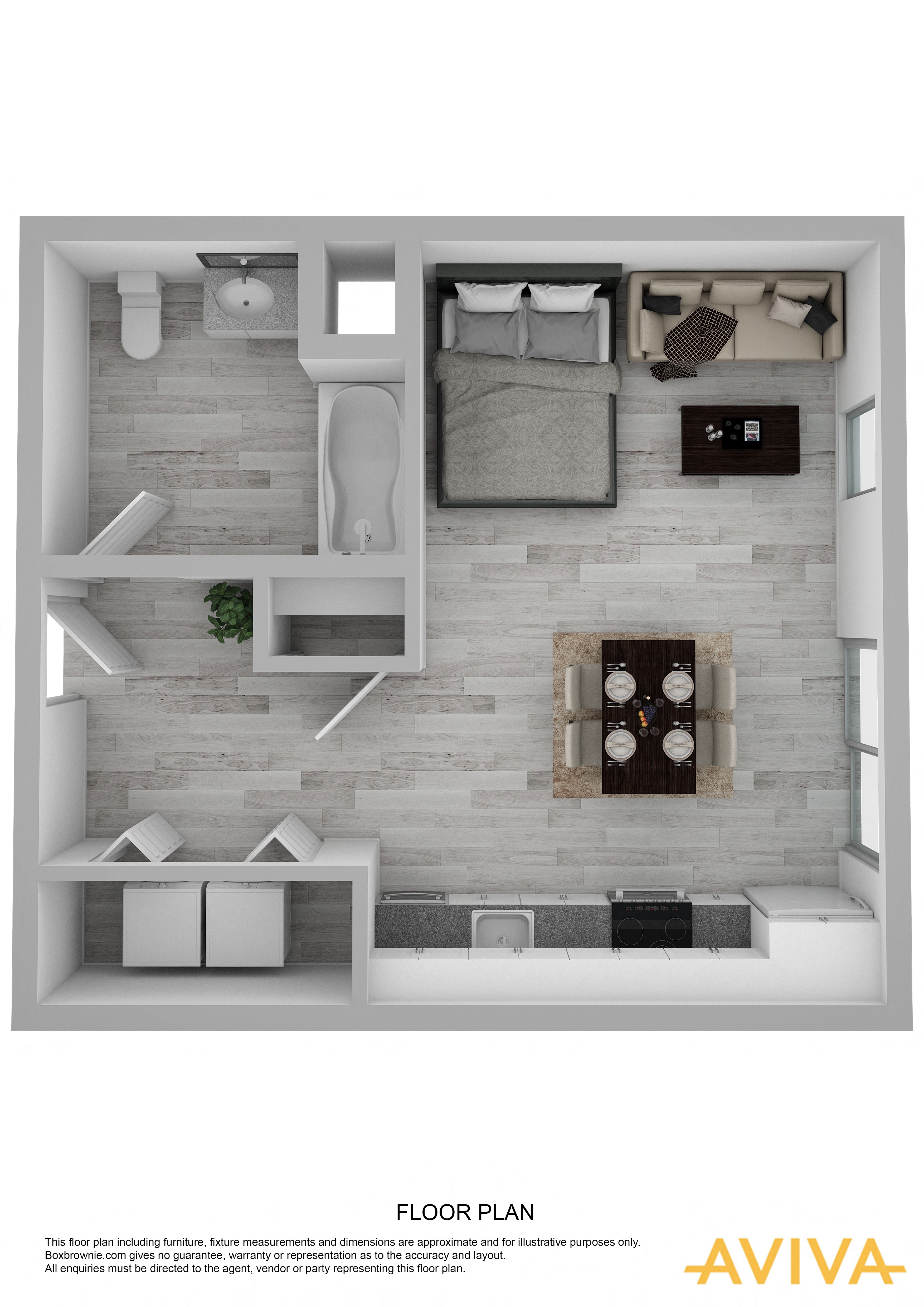 Floor plan for studio, 1 bath, 422 sqft